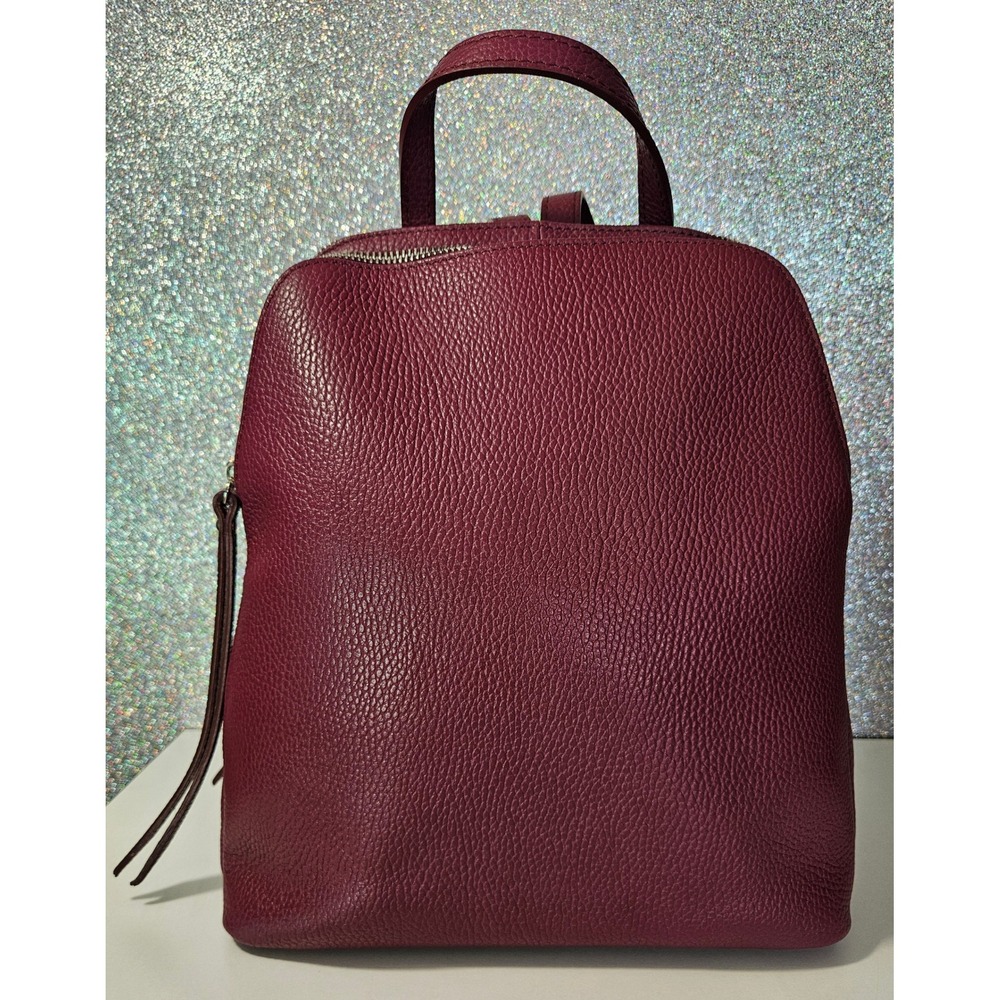 Italian Leather Burgundy Wine Cranberry Backpack Purse Chic Designer Bag